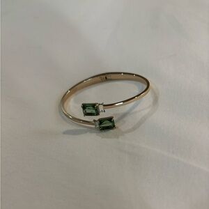 Lauren Ralph Lauren Gold Tone Light Green Stone Bypass Bracelet